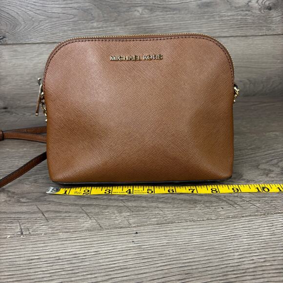Michael Kors Brown Cindy Dome Saffiano Leather Crossbody Strap Chain Handbag - Picture 9 of 15